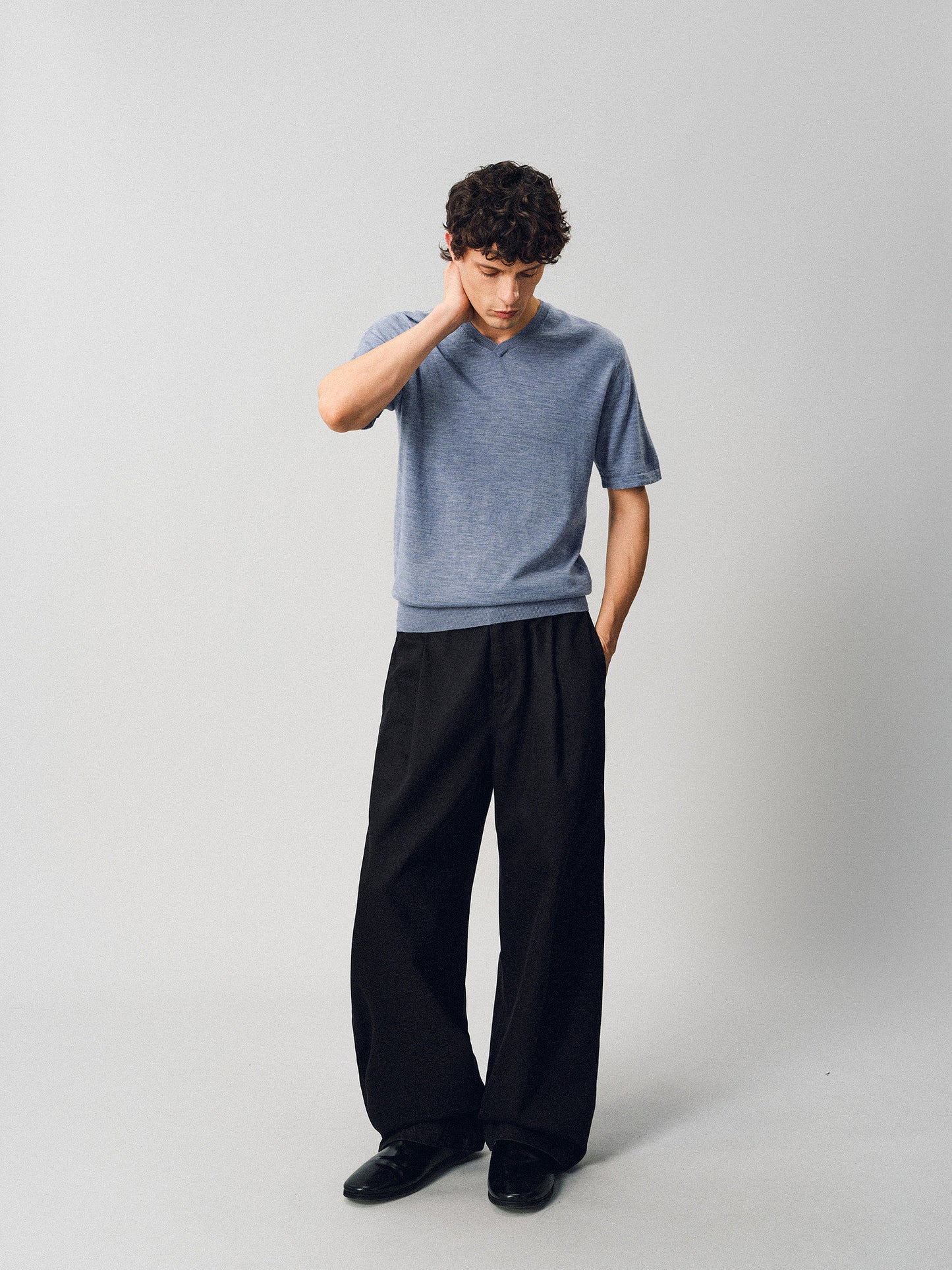 V-neck Wool Knit Shirt