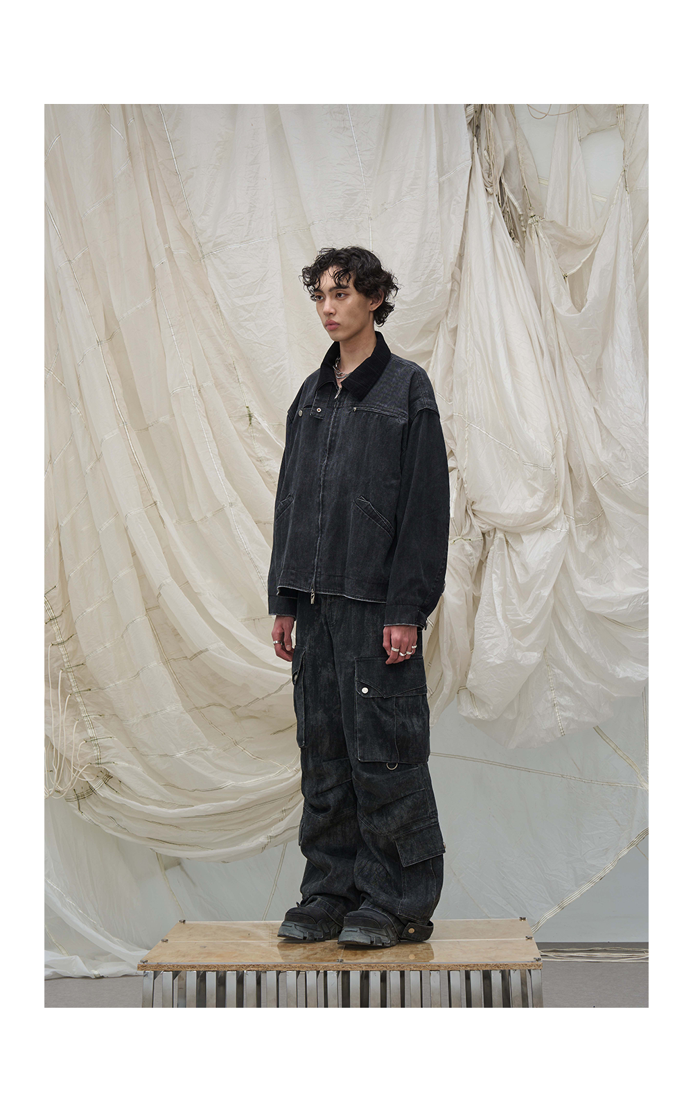 Washed multi-pocket bomber pants