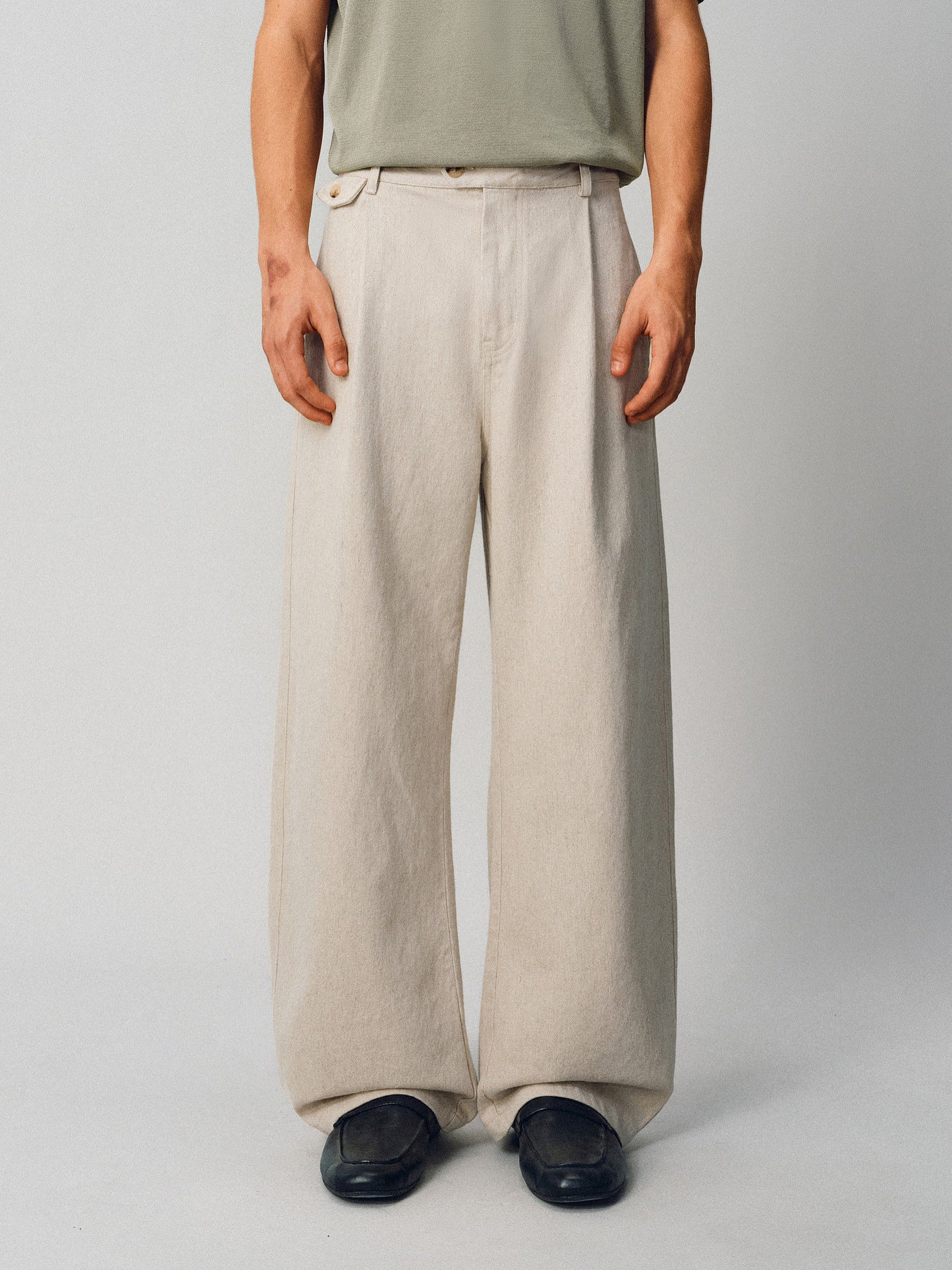 Linen-Blend Simple Casual Pants