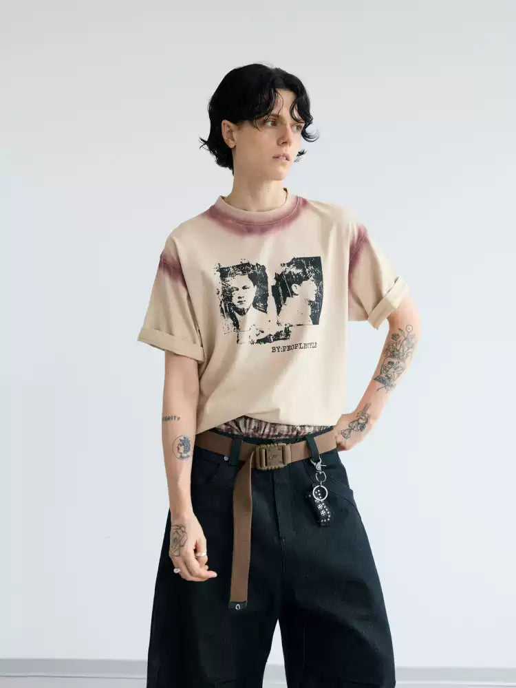 Hand-painted contrast color T-shirt