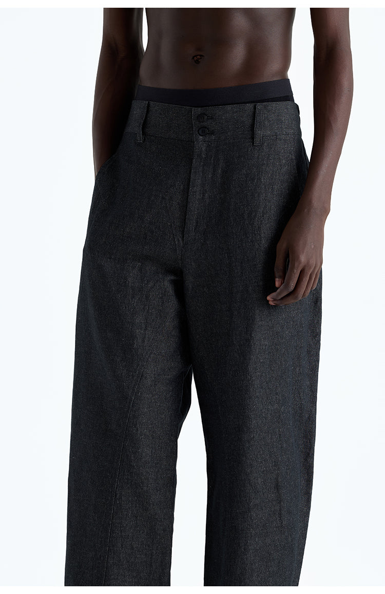 Natural cotton blend denim pants