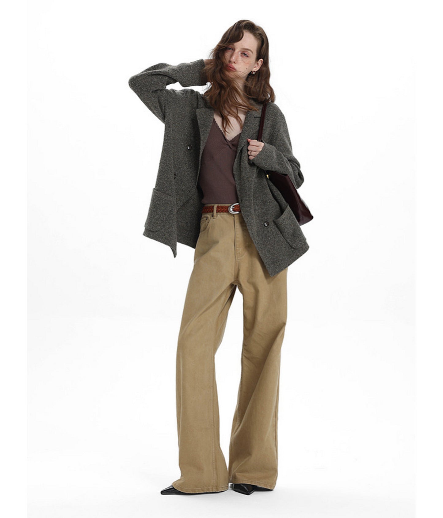 Double-Breasted Casual Knit Jacket