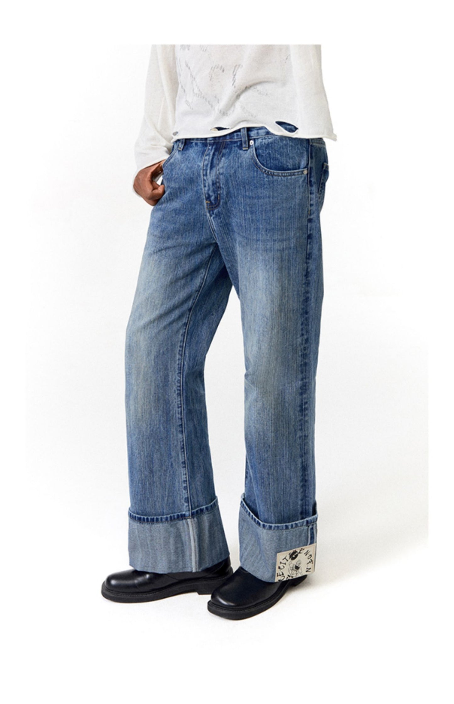 Unisex Foldover Jeans