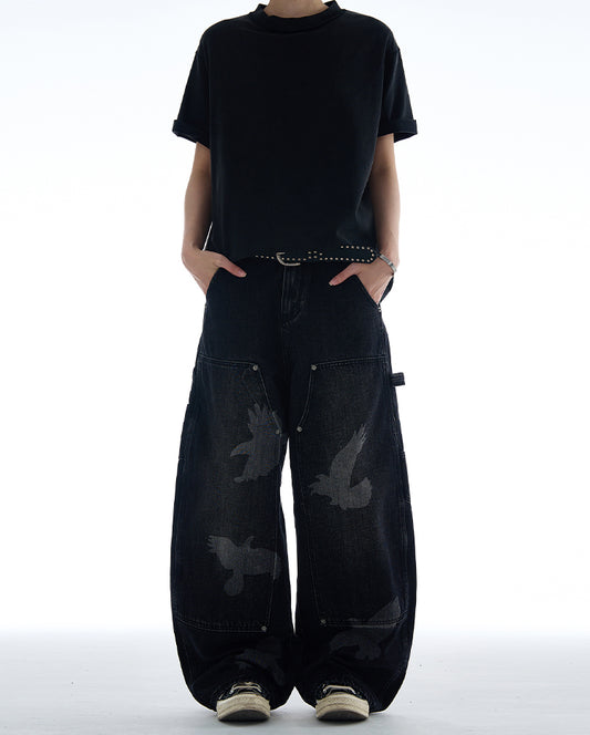 Pigeon Print Scimitar Jeans