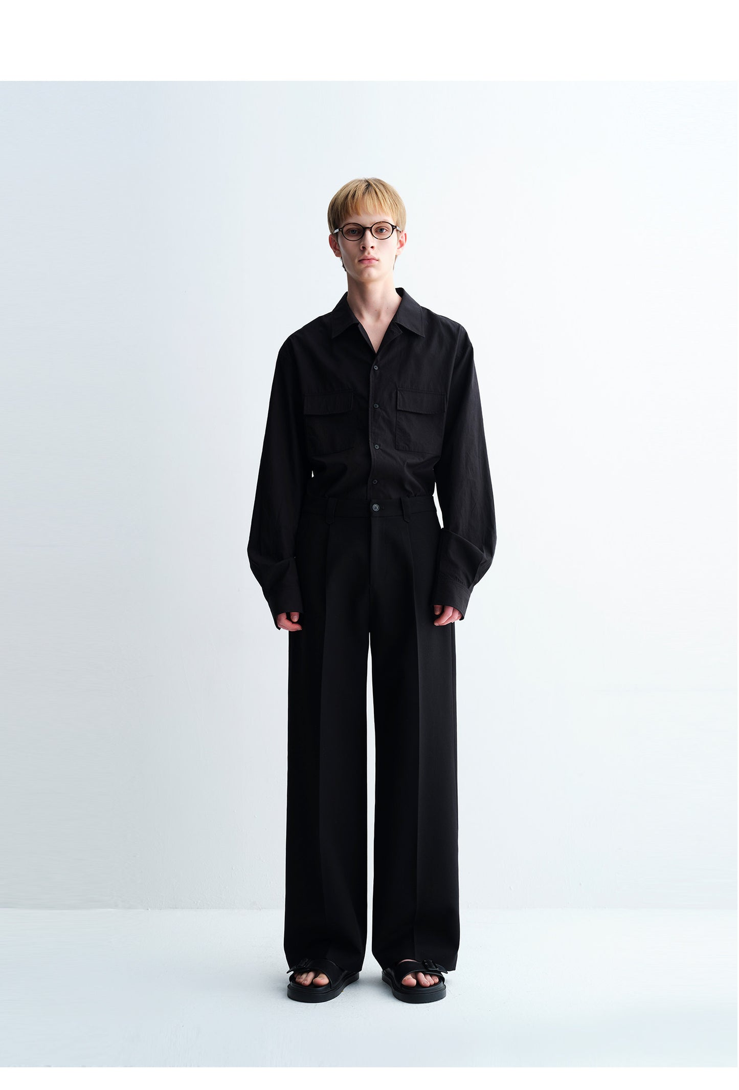 Double-Line Pleated Casual Pants