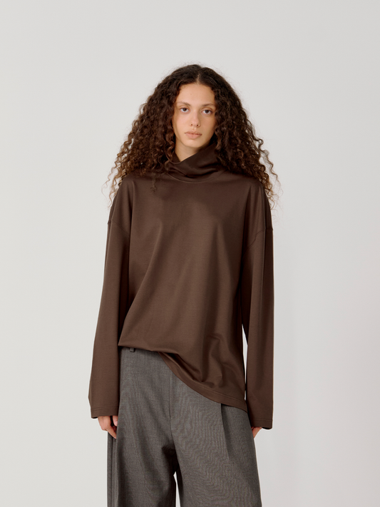 High-Neck Side-Slit T-Shirt