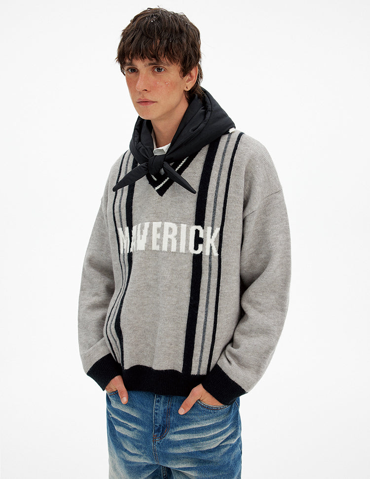 Color Block Letter Print Sweater