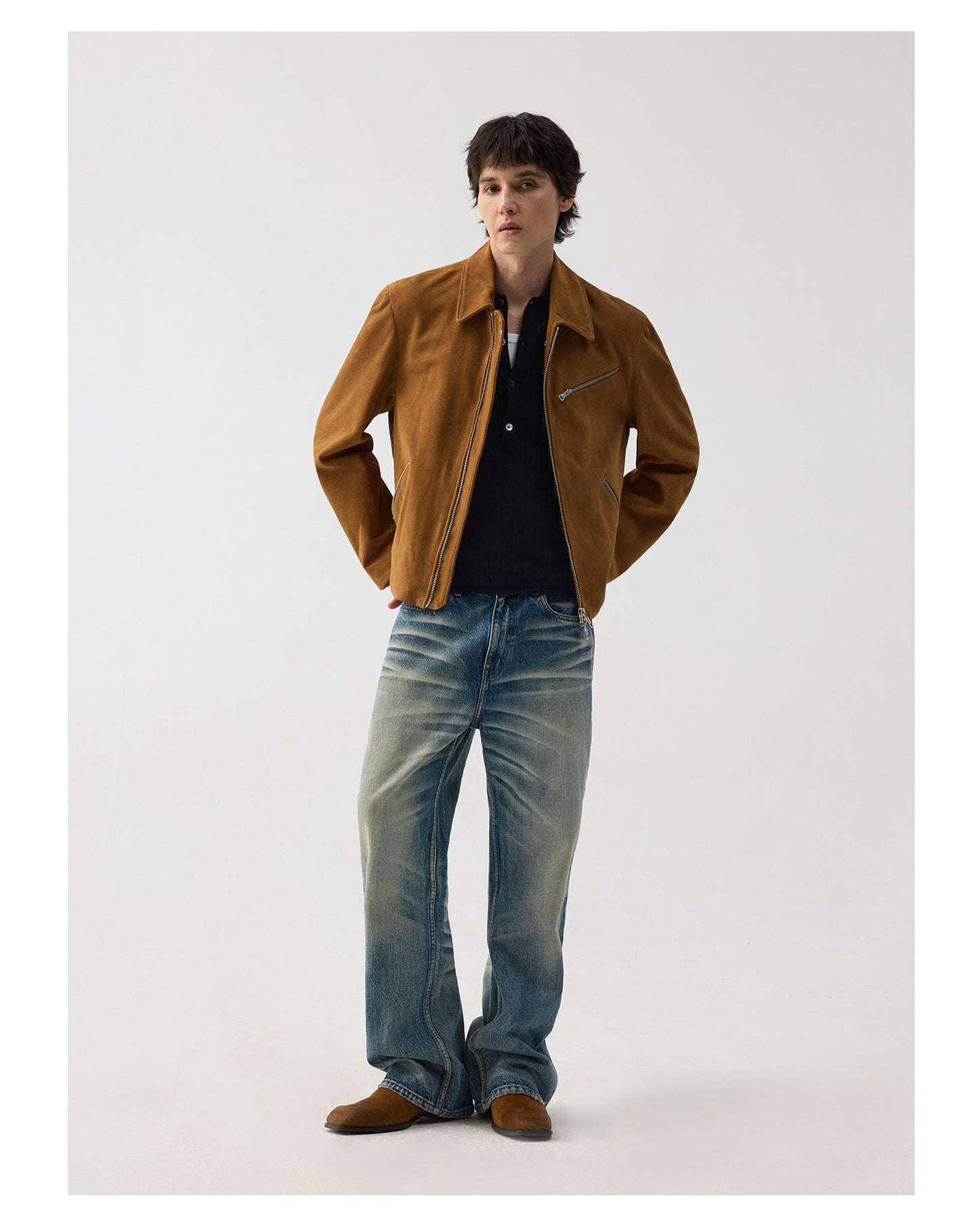 Vintage-style slightly flared denim pants