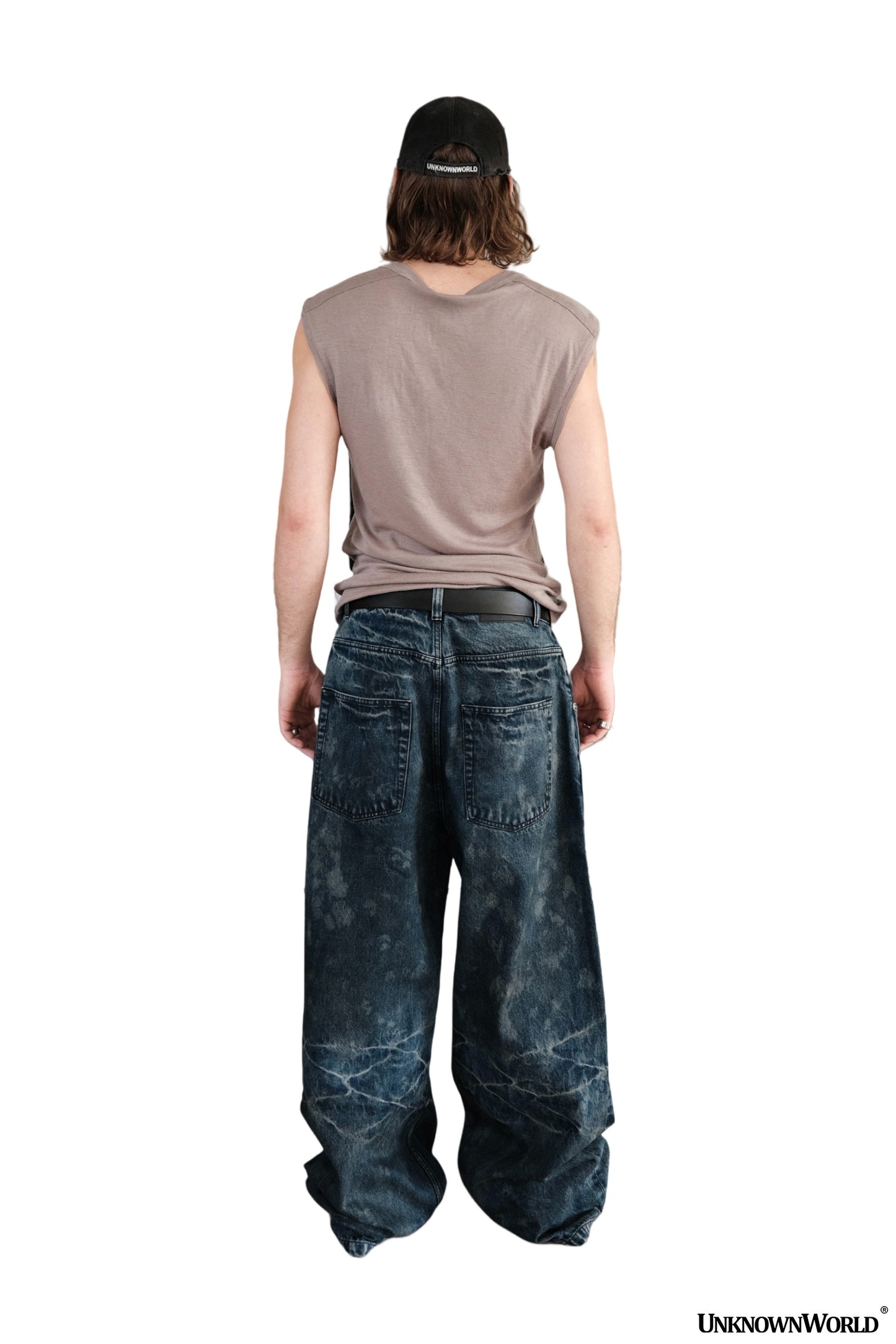 Damaged Lightning Pattern Baggy Jeans