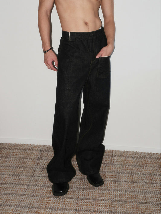 Single-Pocket Denim Pants