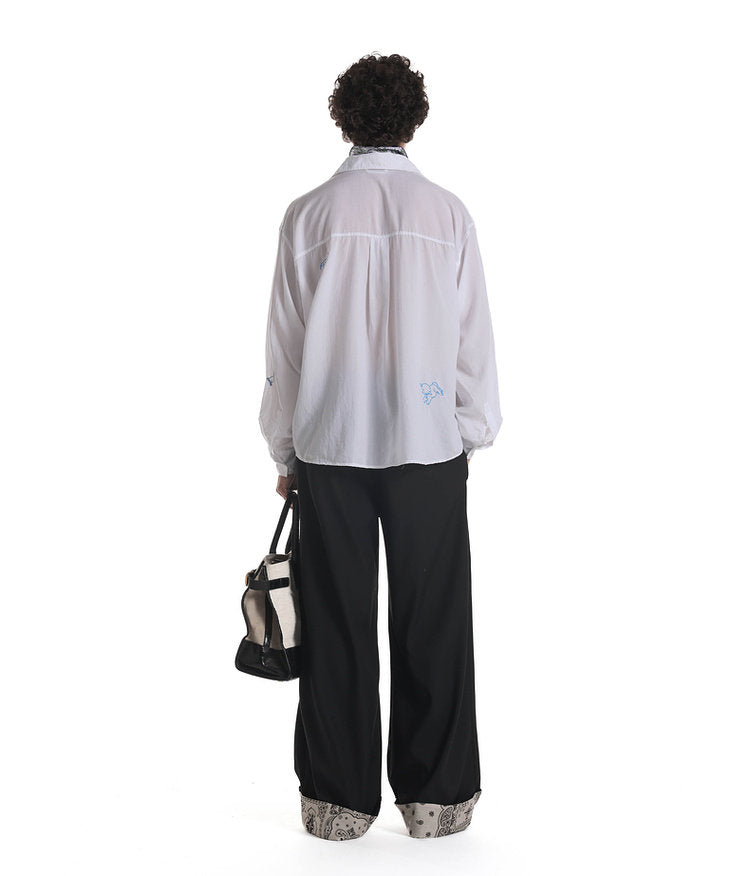 Country-Style Embroidered Casual Shirt