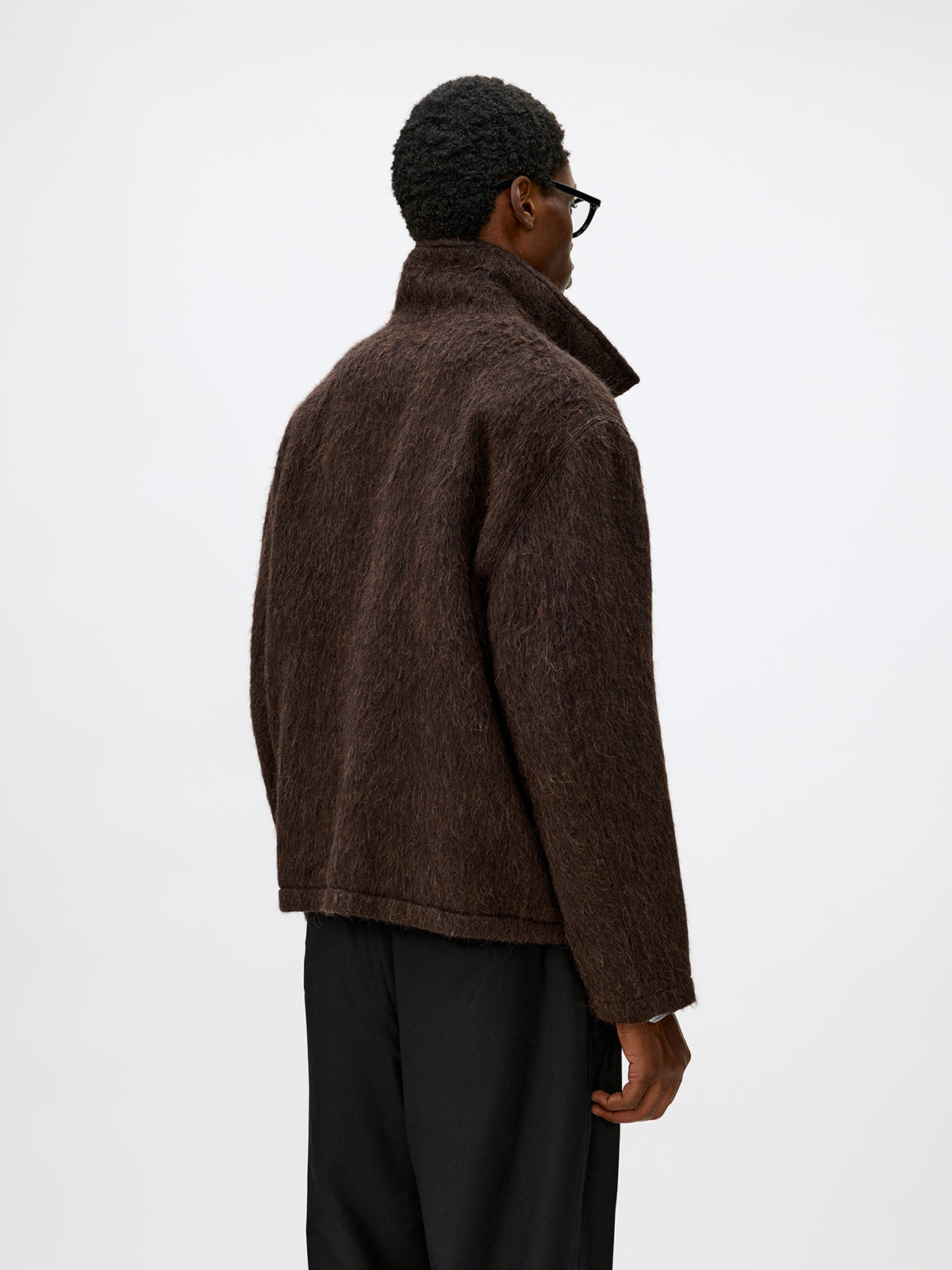 Alpaca Blend Zipper Short Wide Jacket