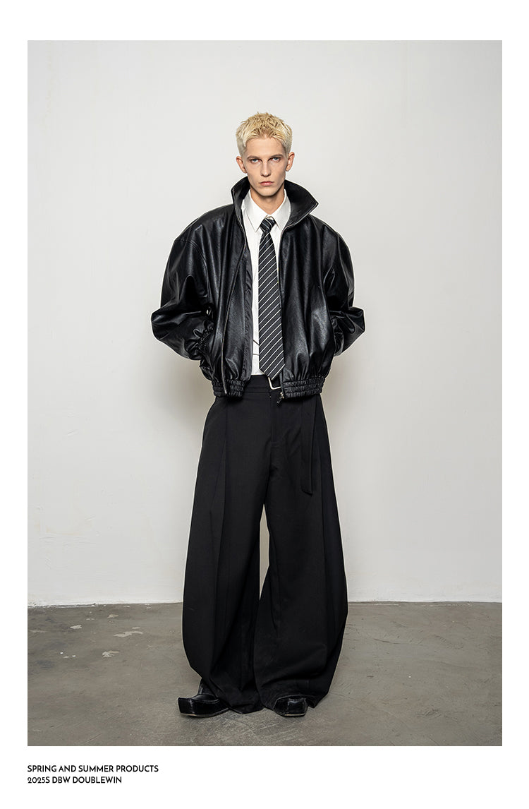 Draping Leather Jacket