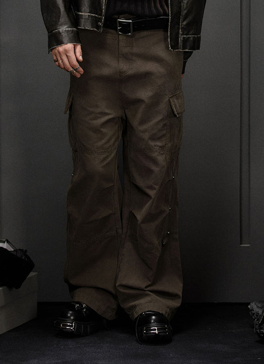 Multi-pocket high street casual pants