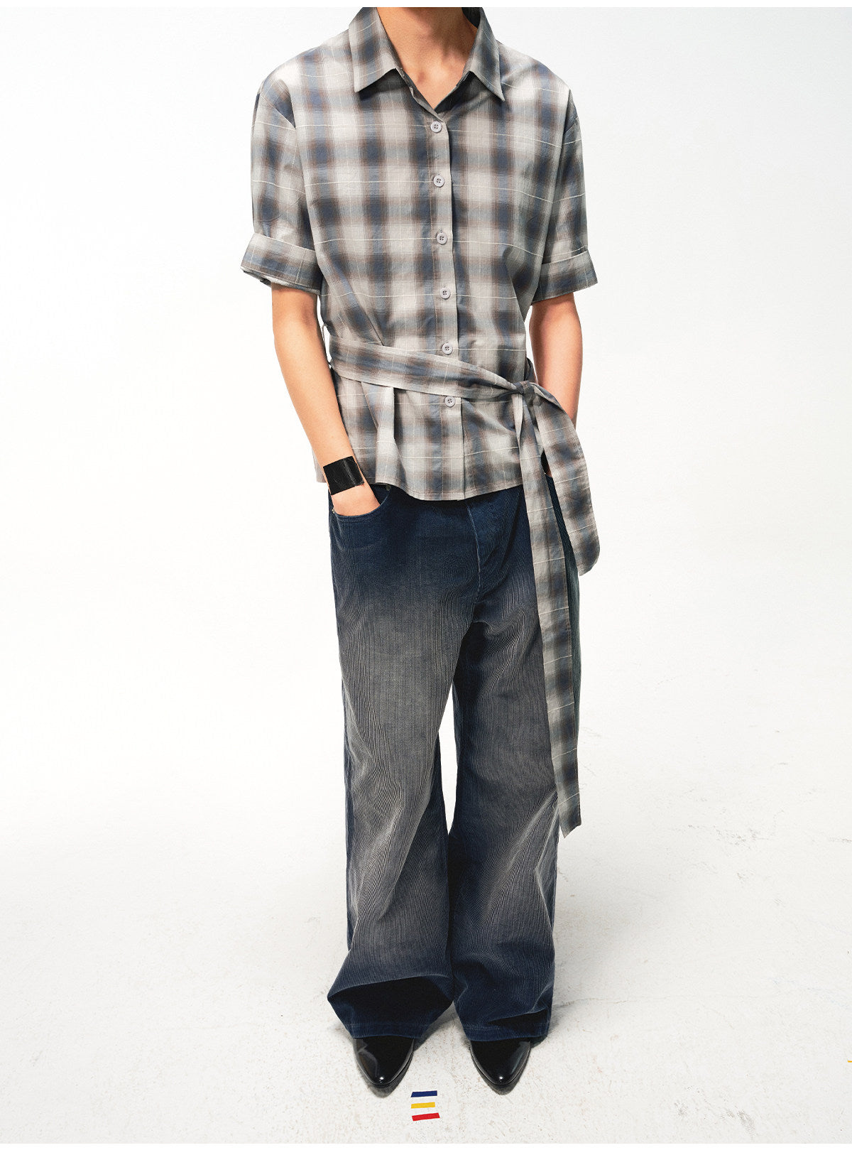 Checkered Shirt with Detachable Belt