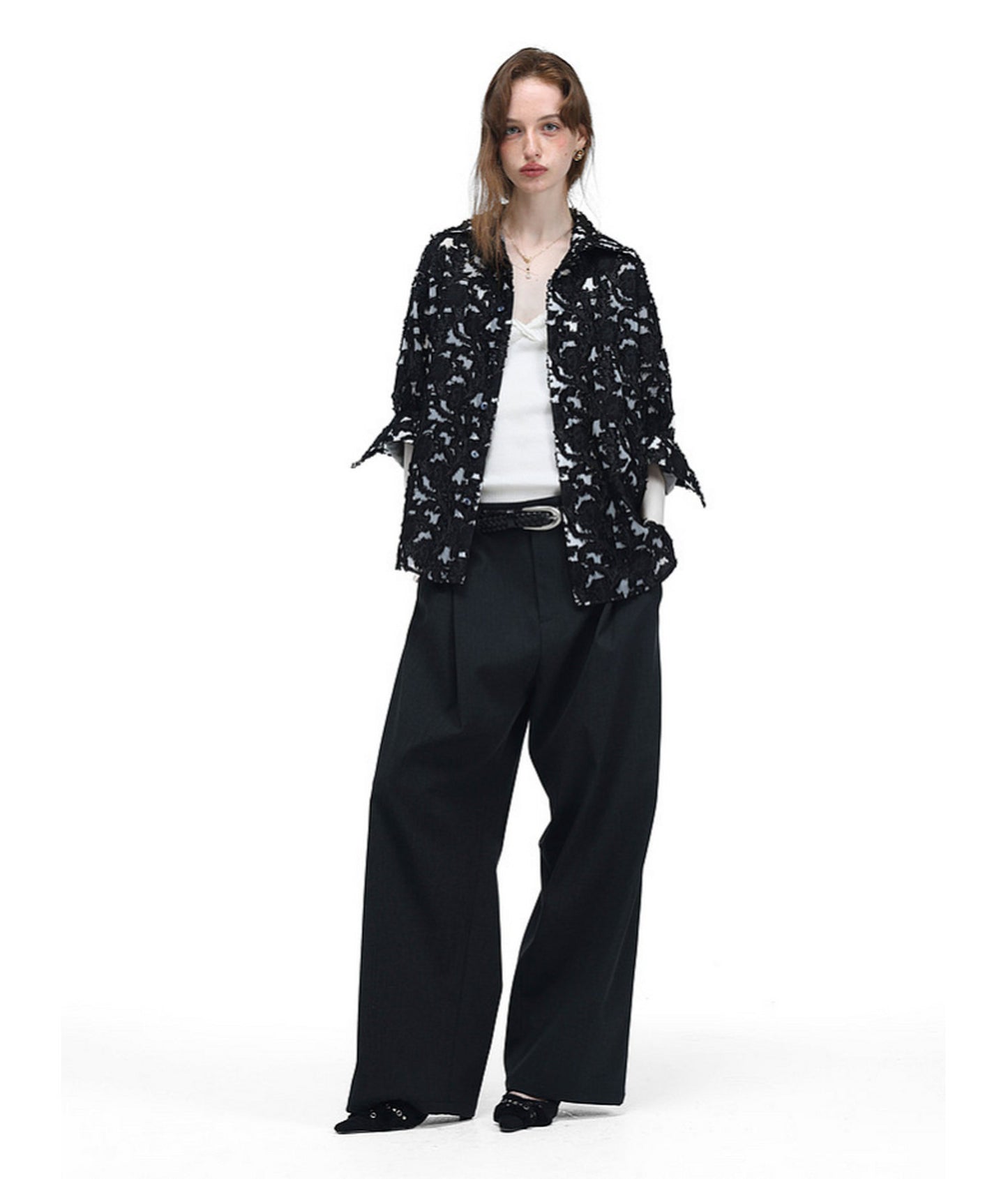 Vintage-Style Pleated Casual Pants
