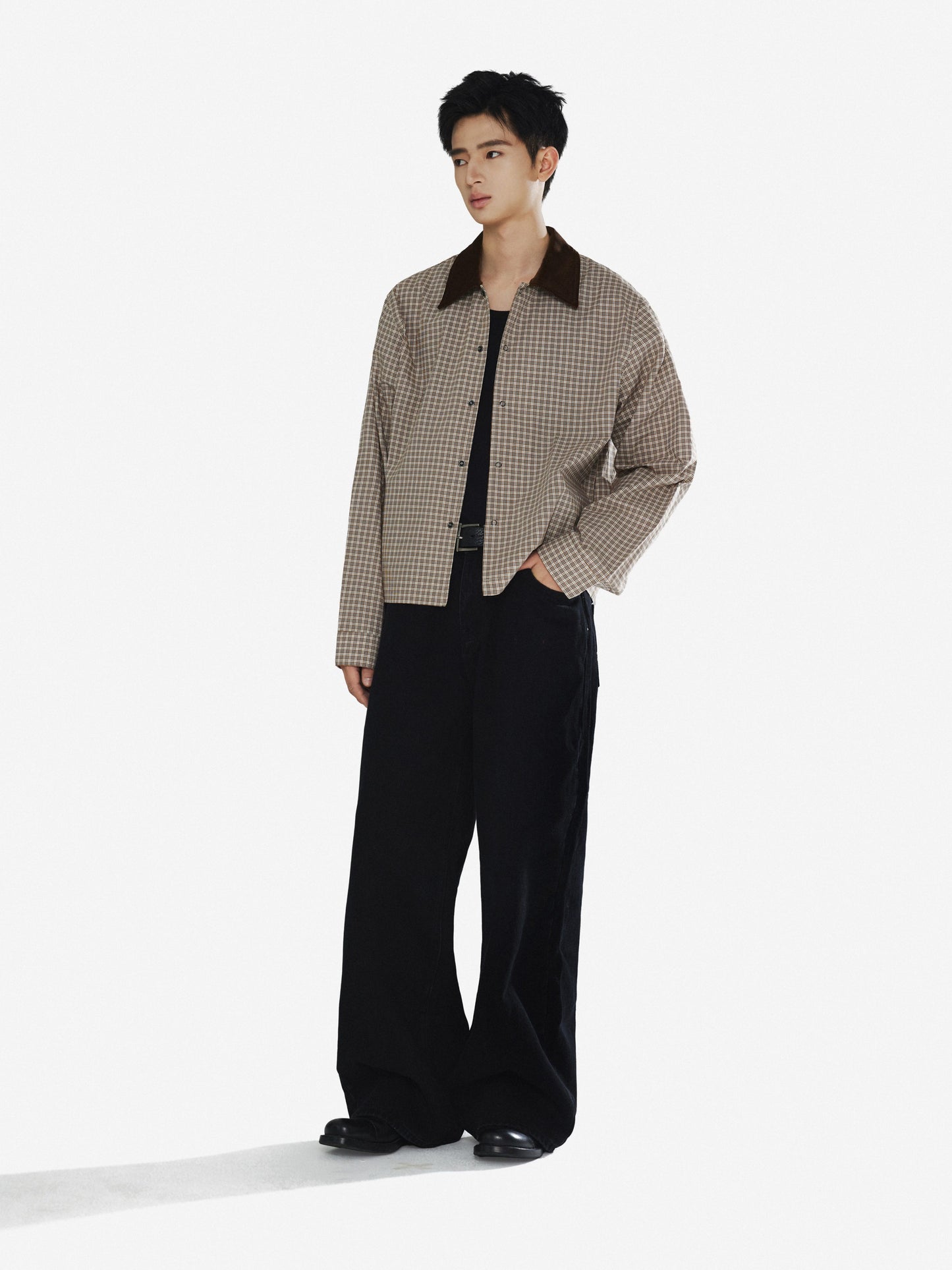 Color Block Check Shirt