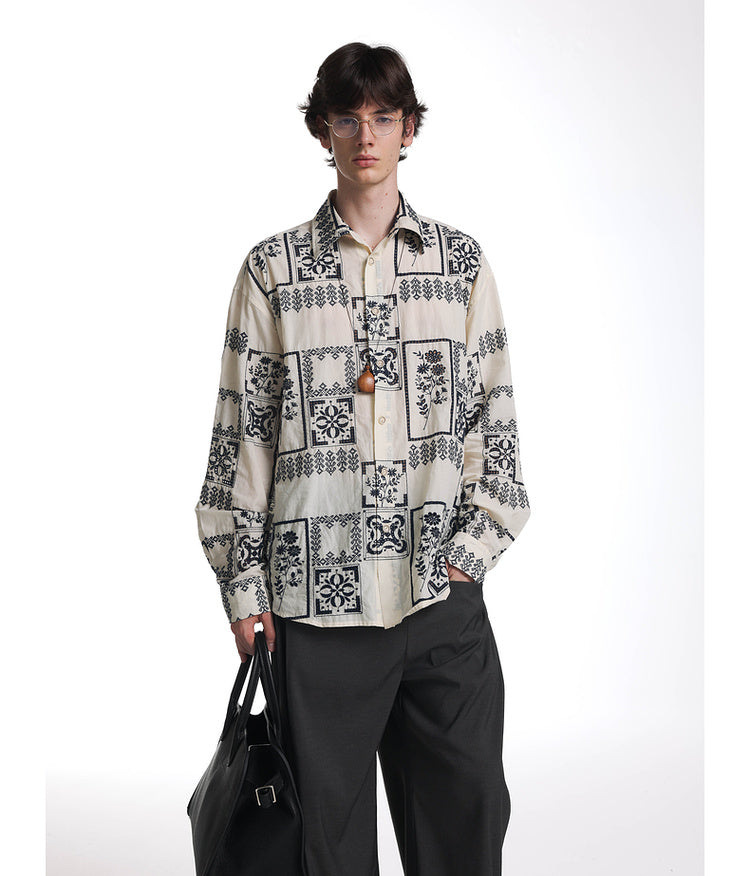 Embroidered contrast color shirt