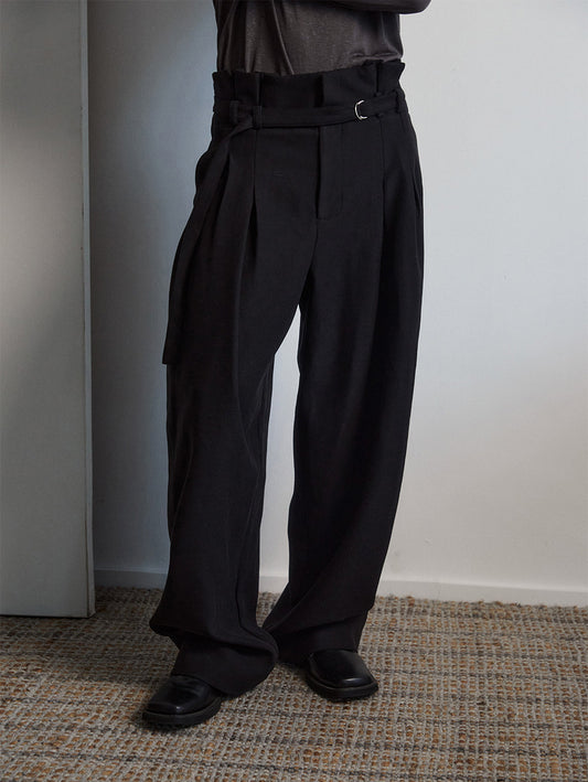 Unisex Two-Tone Pleated Casual Pants