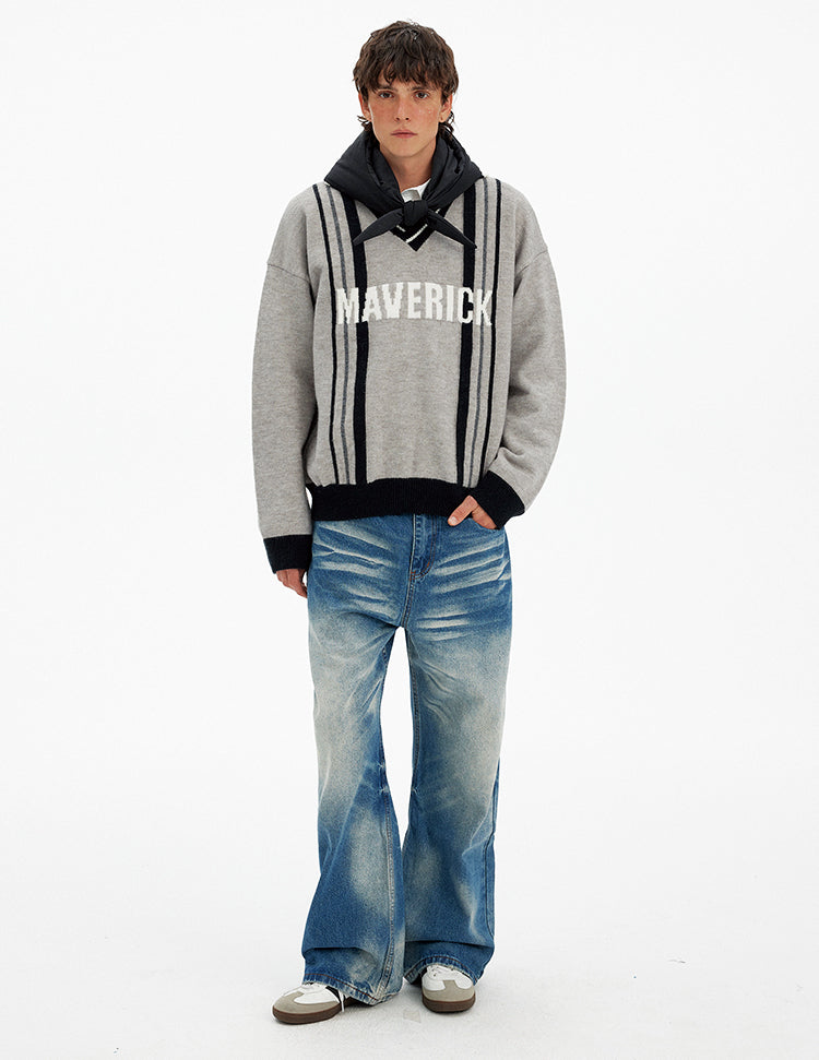 Color Block Letter Print Sweater