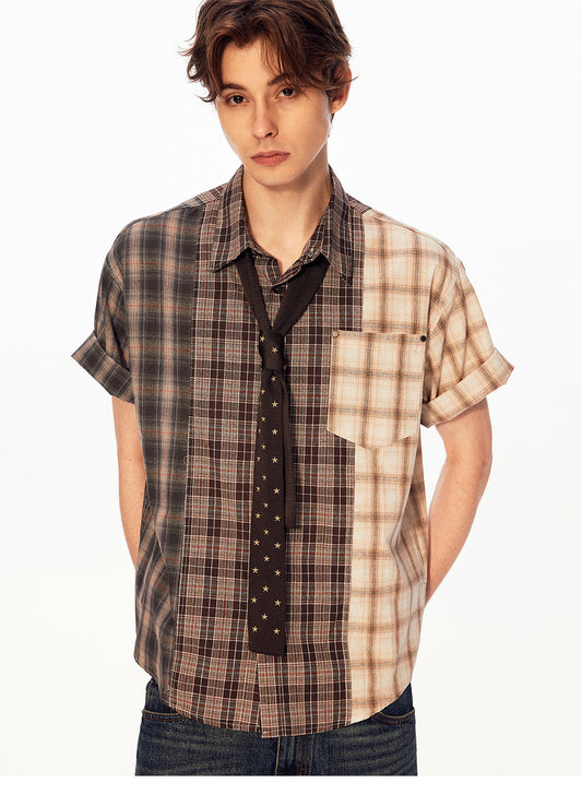 Retro Color-Block Checkered Shirt