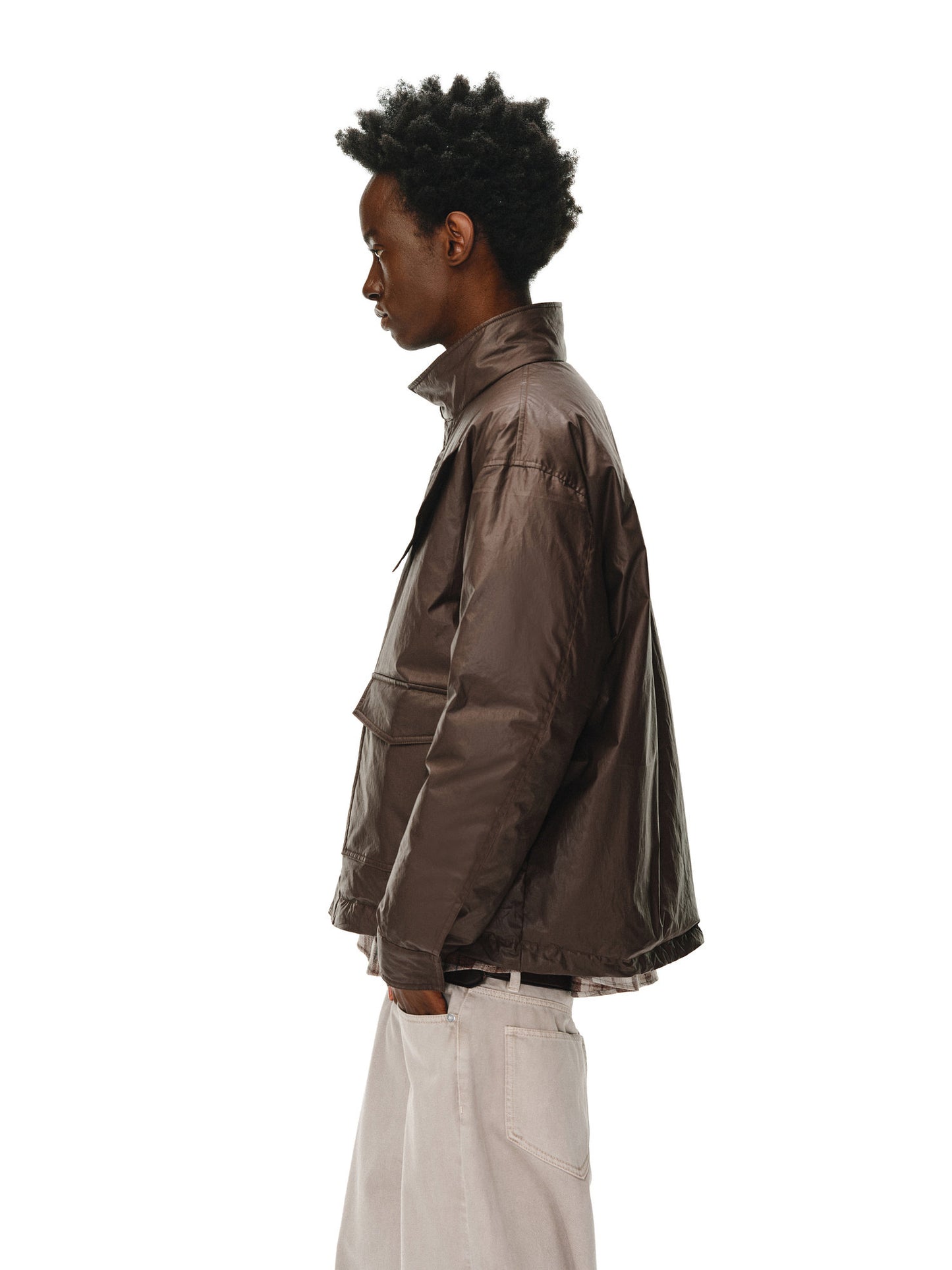 Coated Fur Collar Jacket