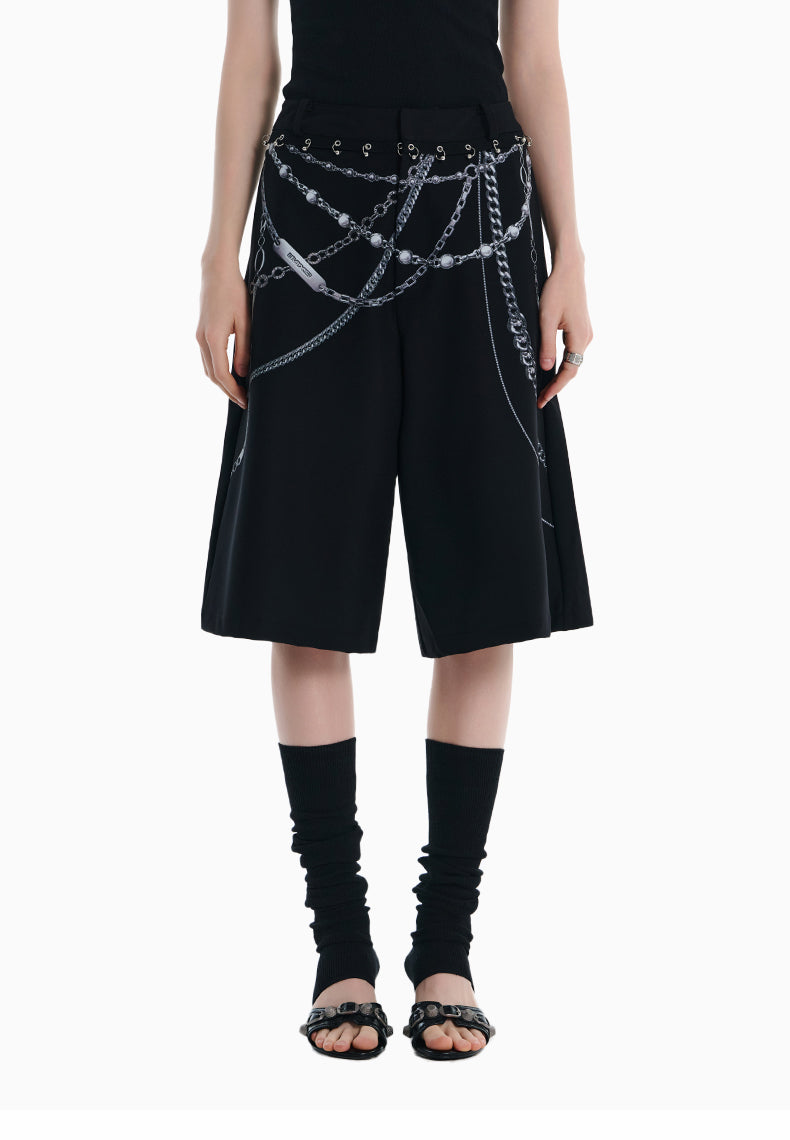 Chain print shorts