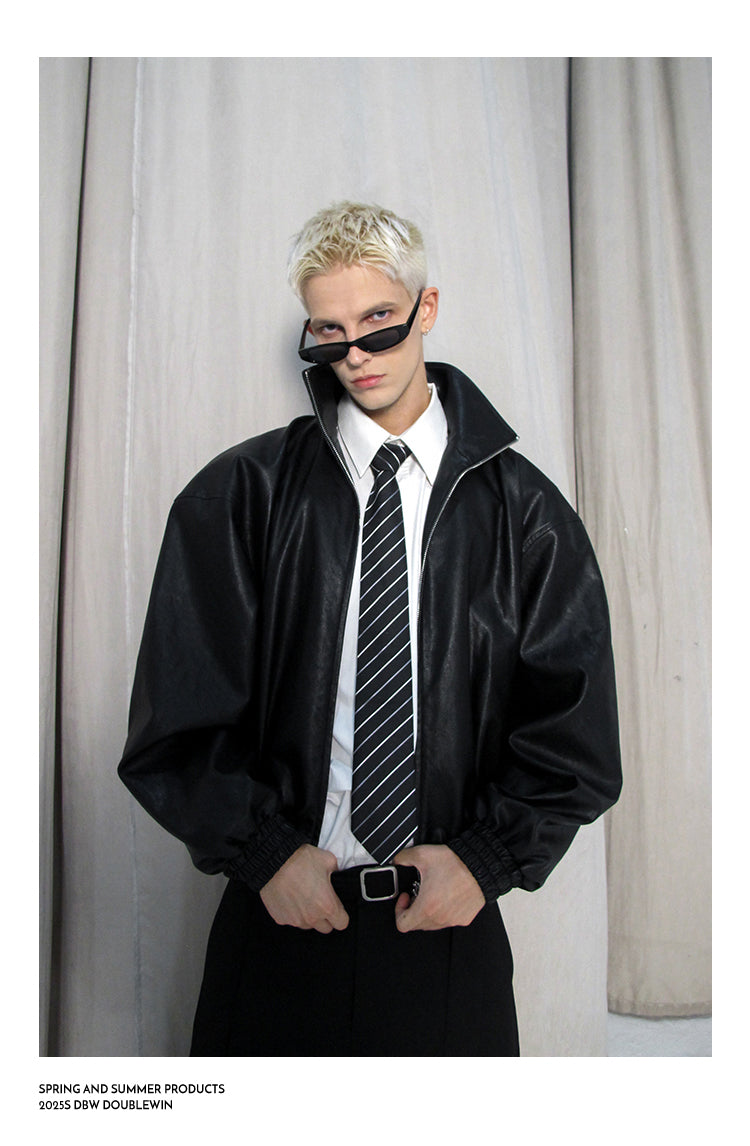 Draping Leather Jacket