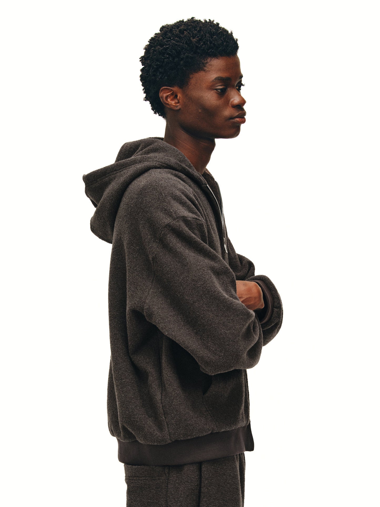 Textured Knit Zip-Up Hoodie