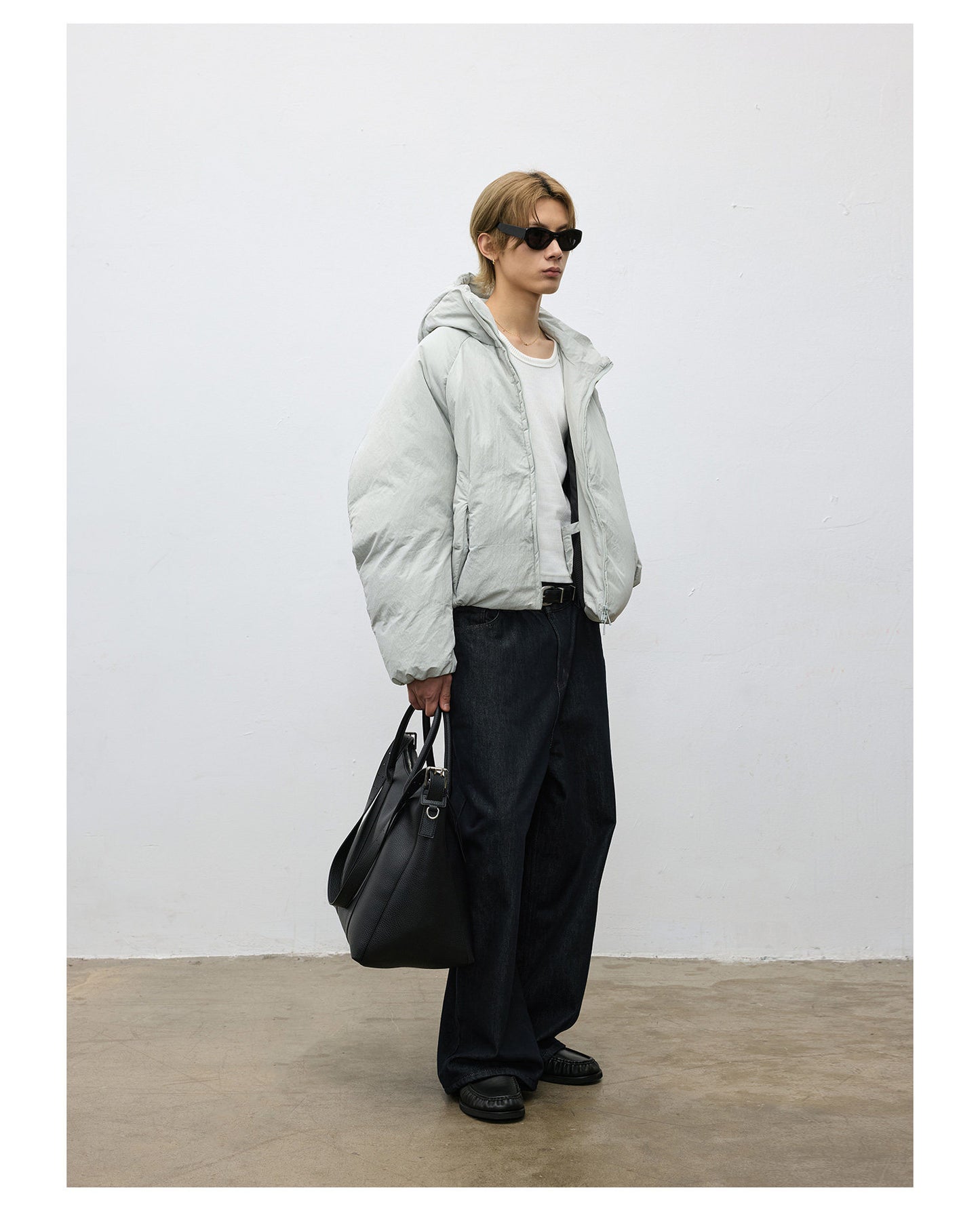 Nylon Textured Puffer Down Jacket