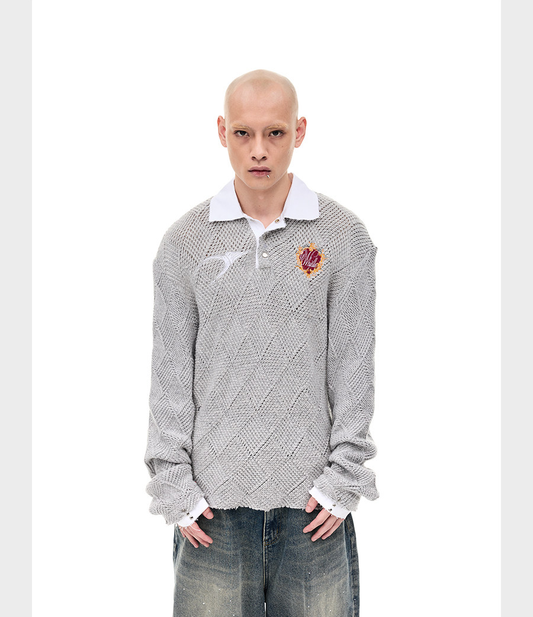 Wool Blend Polo Sweater