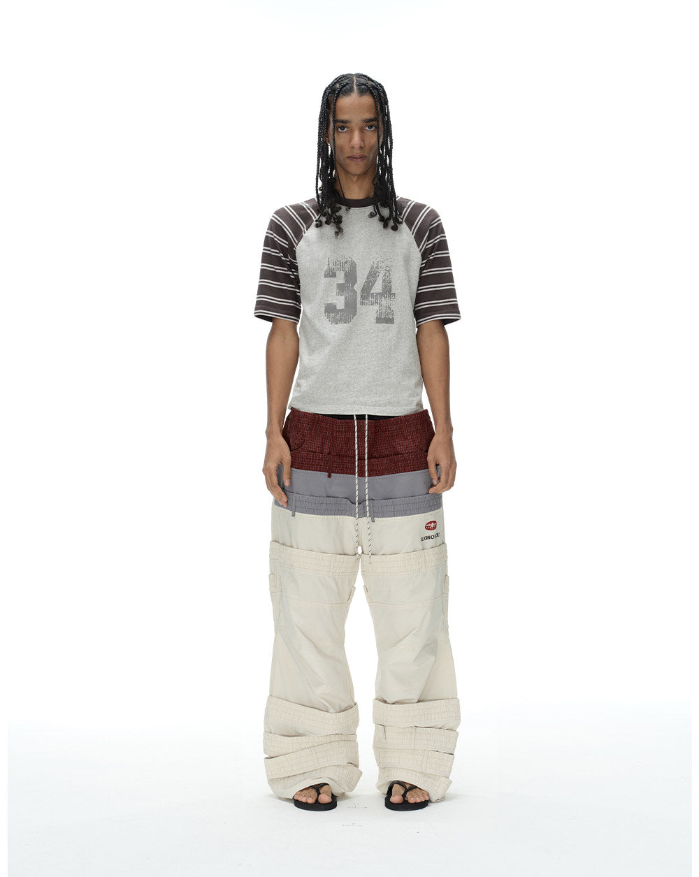 Retro-Style Multi-Waistband Color-Block Cargo Pants