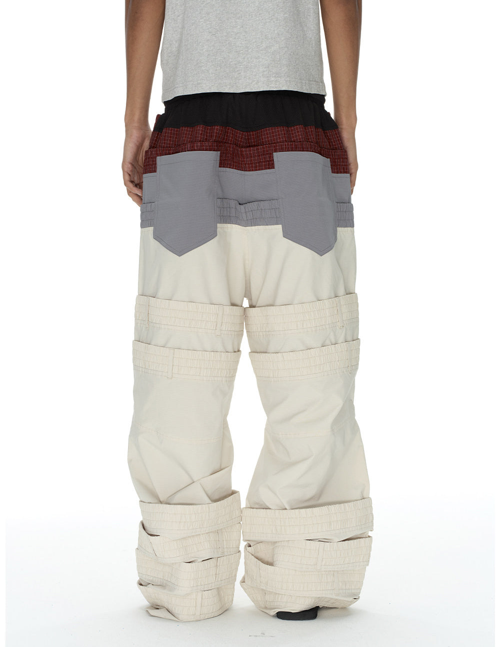 Retro-Style Multi-Waistband Color-Block Cargo Pants