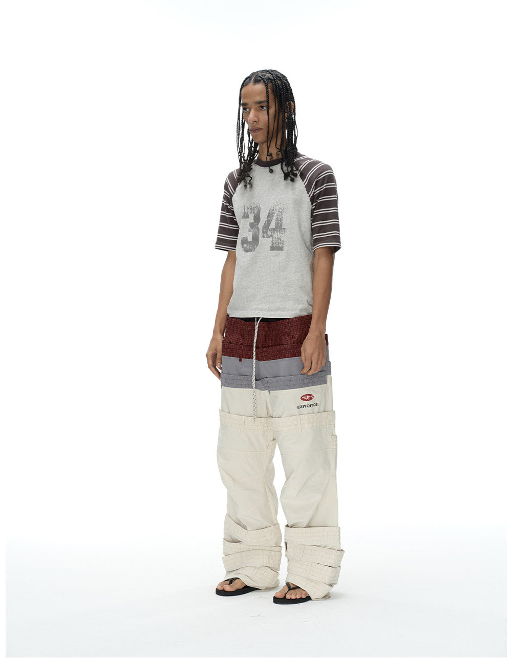 Retro-Style Multi-Waistband Color-Block Cargo Pants