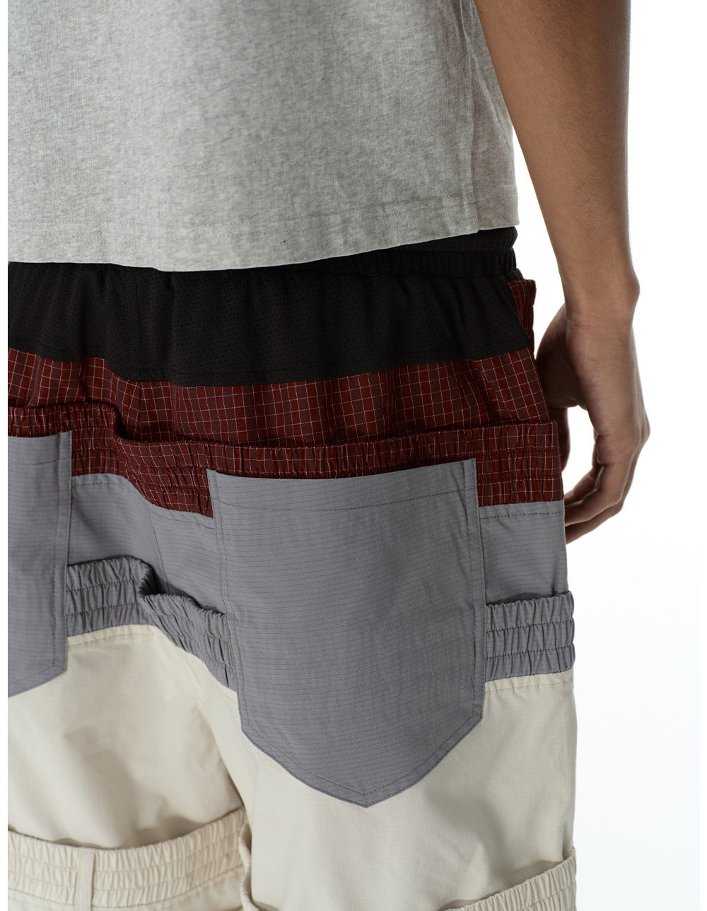 Retro-Style Multi-Waistband Color-Block Cargo Pants