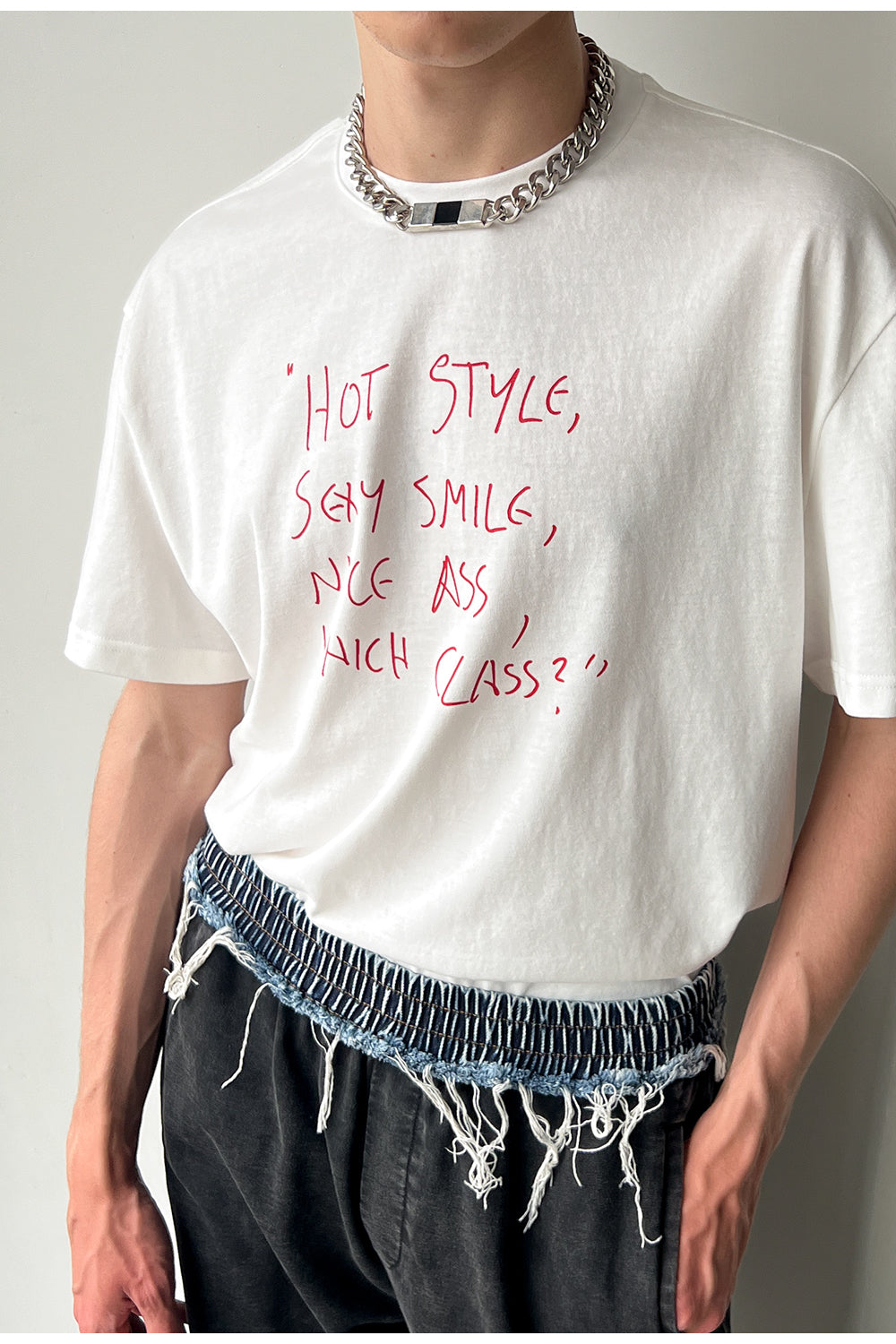 Slogan Print Short-Sleeved T-Shirt