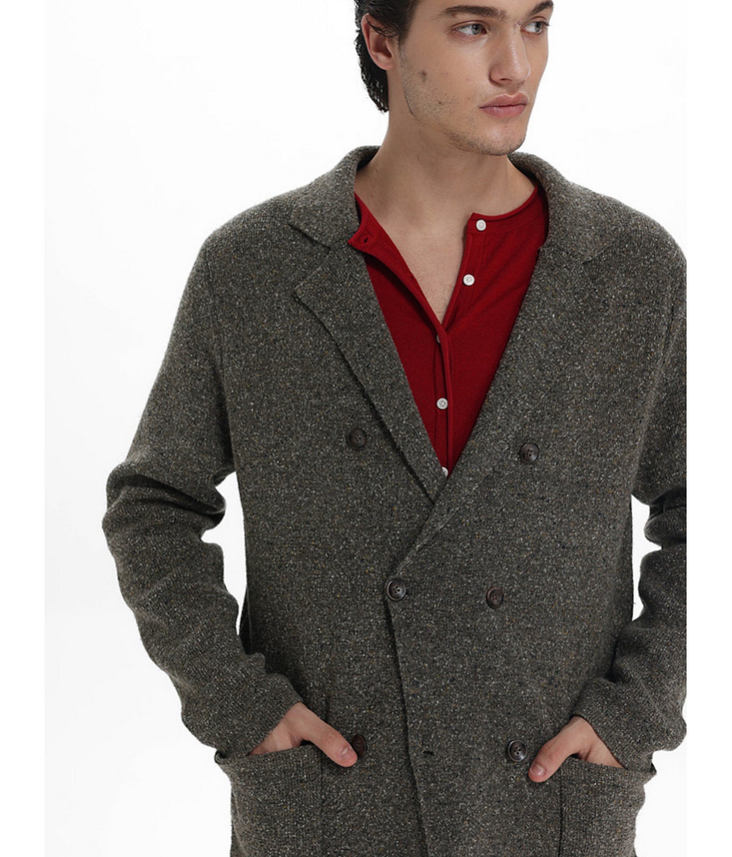 Double-Breasted Casual Knit Jacket