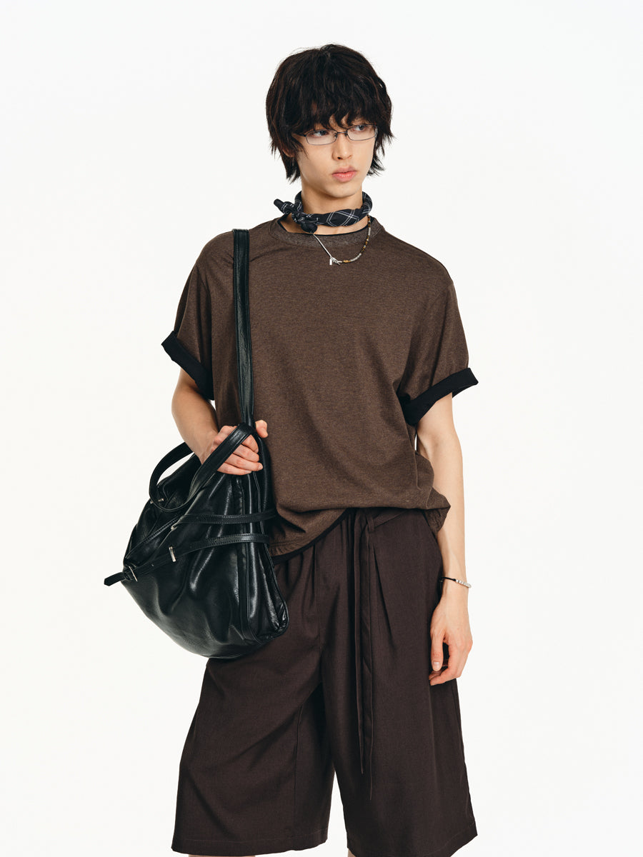 Faux Two Piece Round Neck T-Shirt