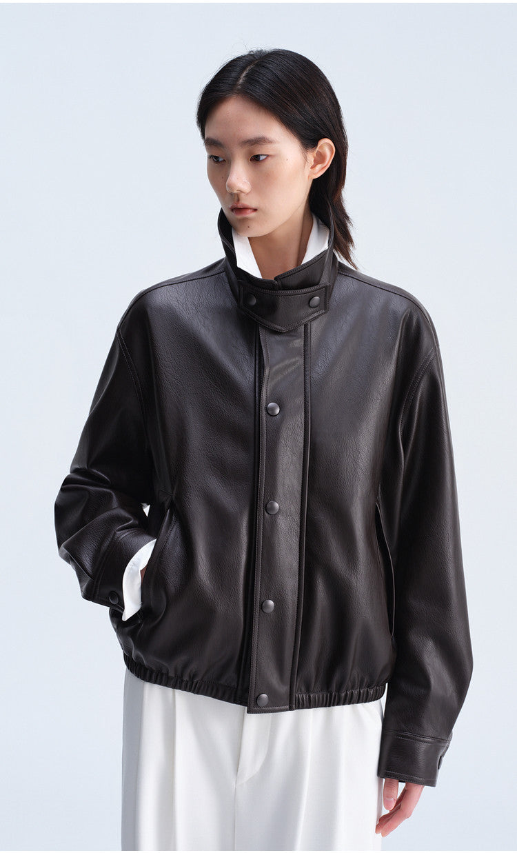Casual Loose-Fit Harrington Jacket with Double Collar