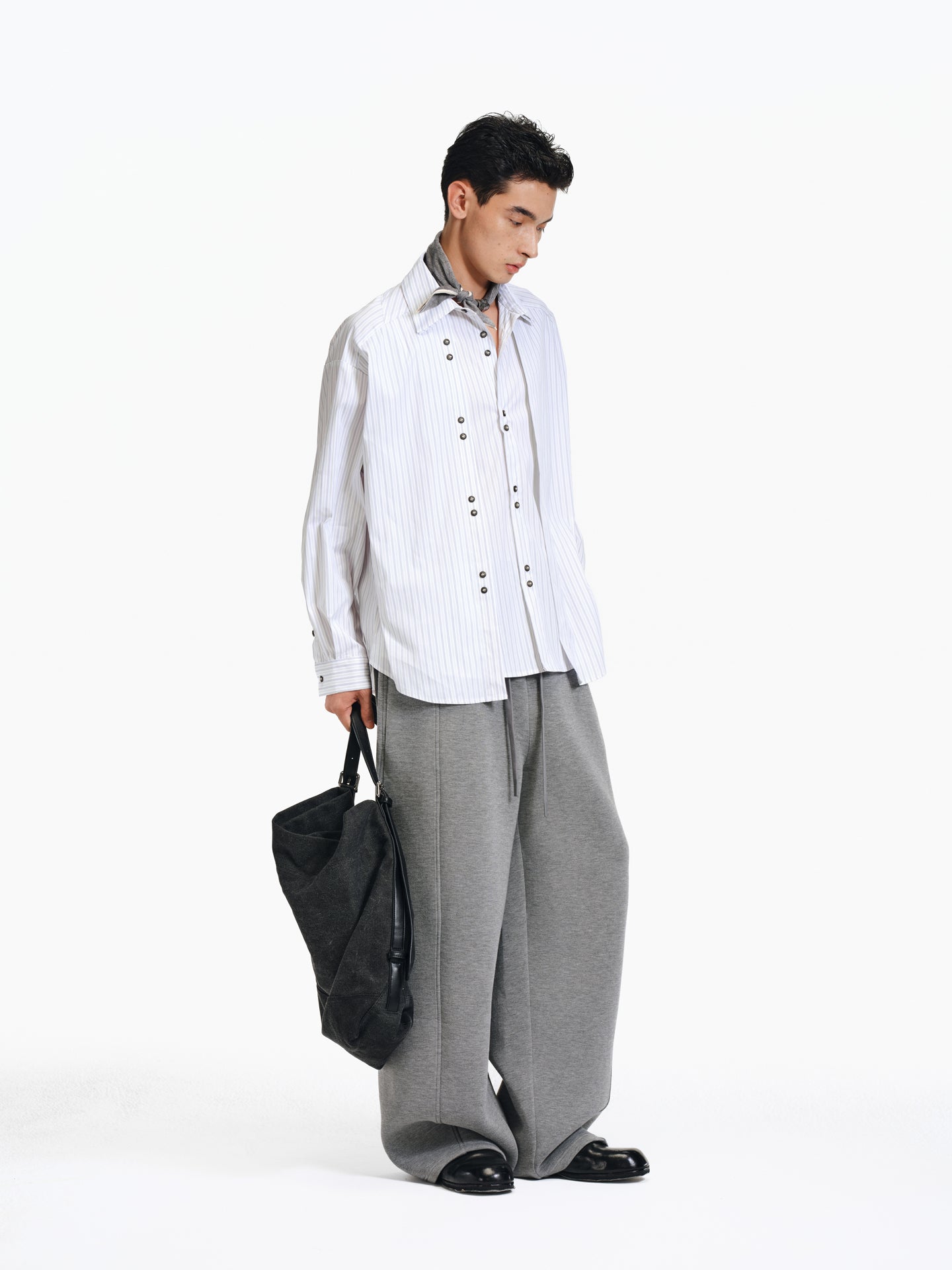 Double-breasted striped shirt