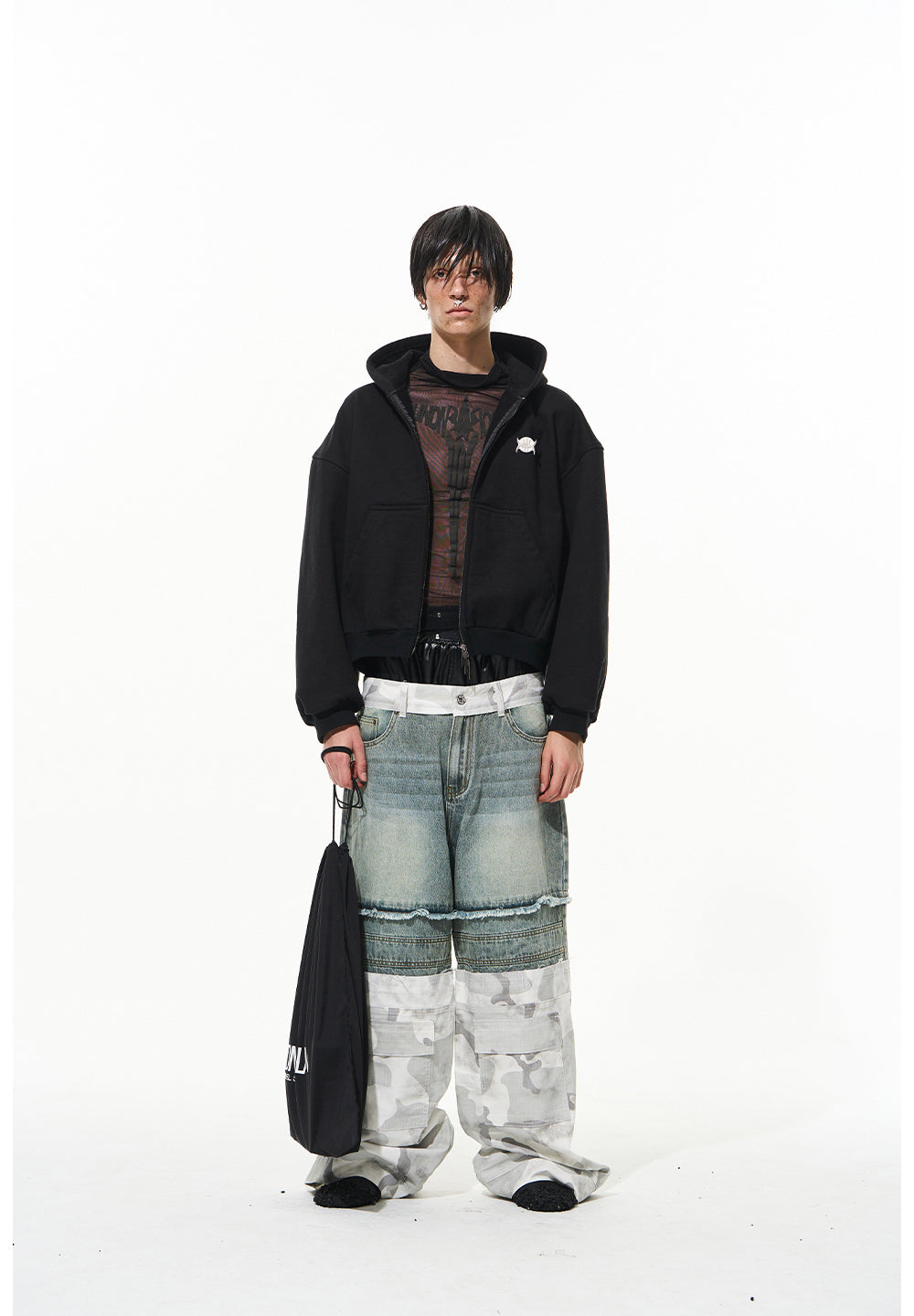 Two-layer camouflage denim pants