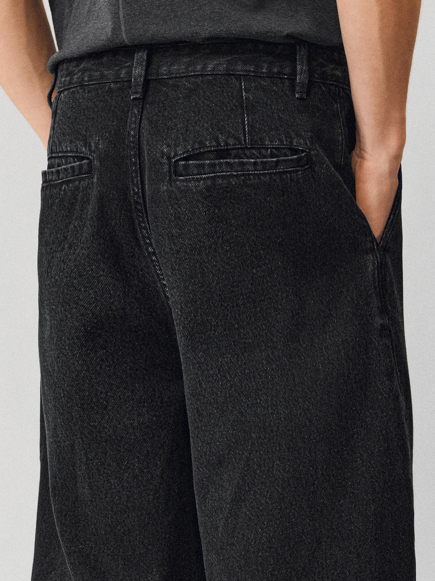Retro Snowflake Wash Black Denim Pants