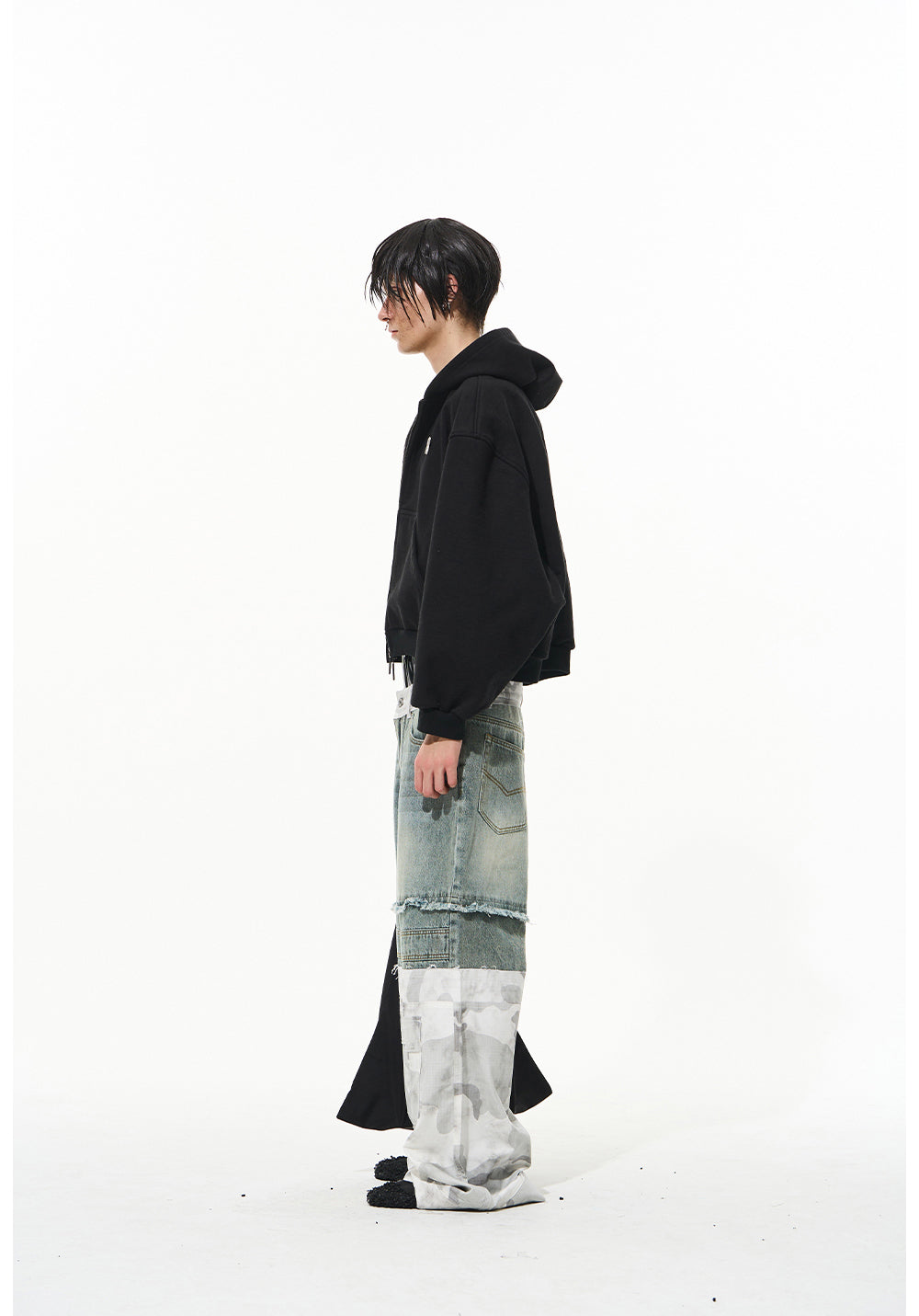 Two-layer camouflage denim pants