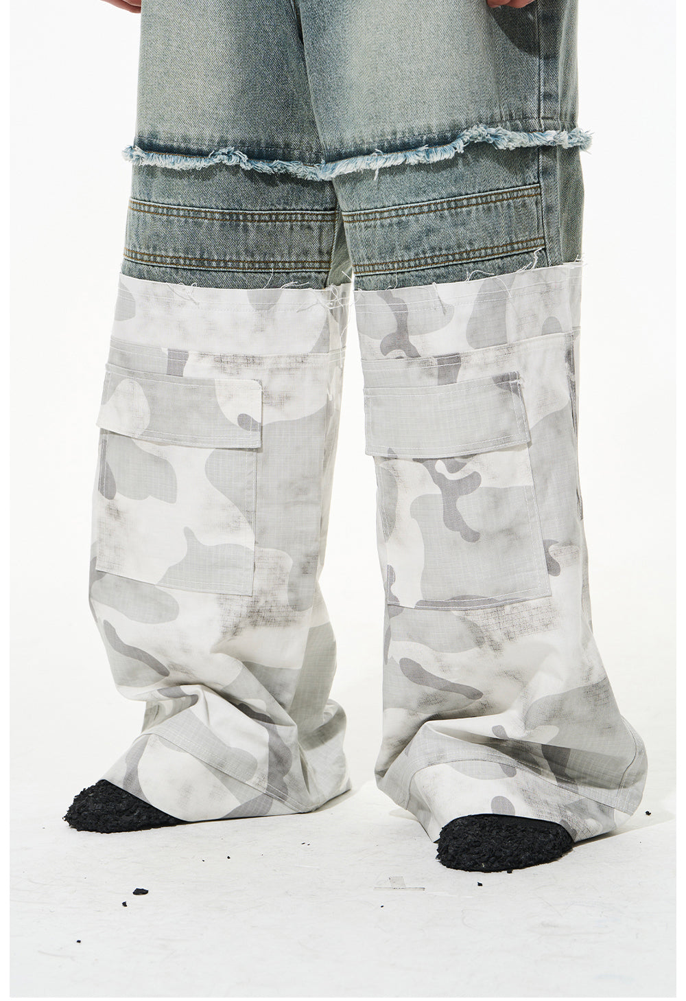 Two-layer camouflage denim pants