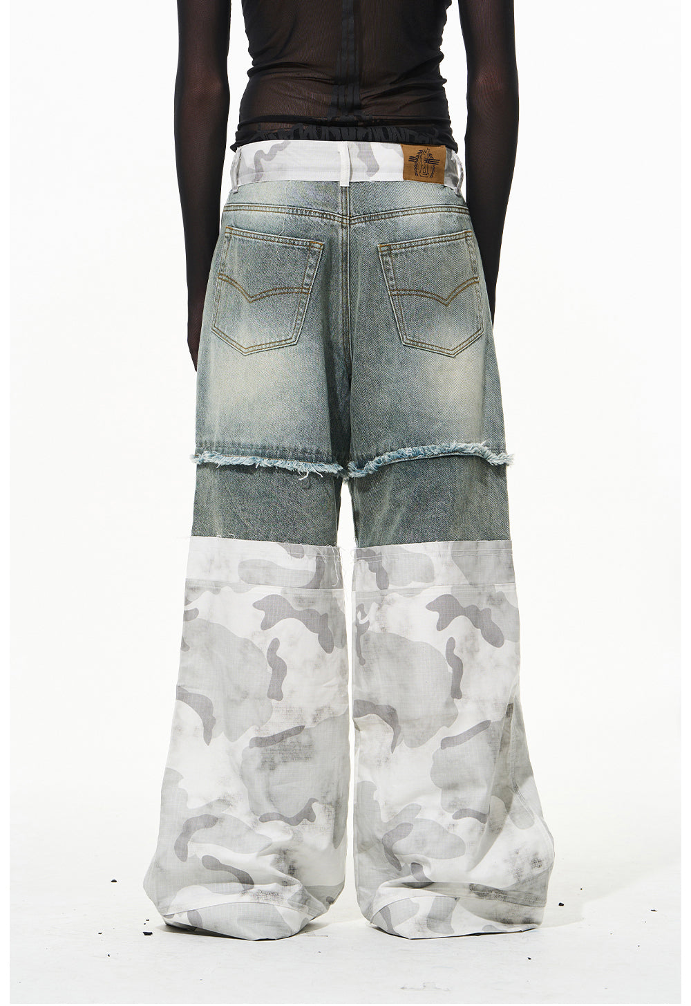 Two-layer camouflage denim pants