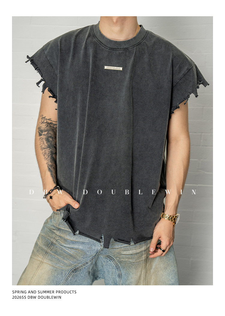Wash-treated Distressed T-Shirt