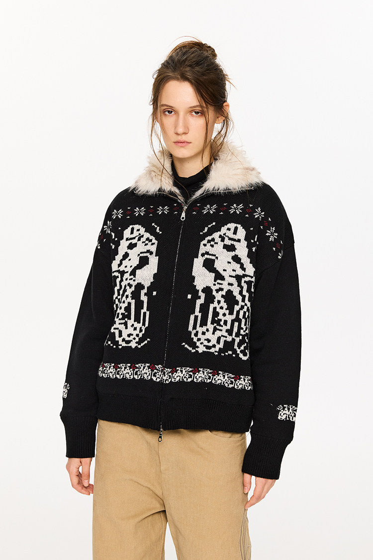 Long-Haired Bulky Knit Jacket