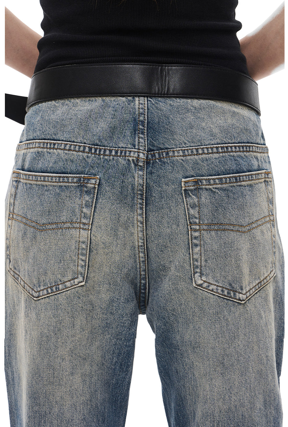 Vintage-Wash Slightly Flared Jeans