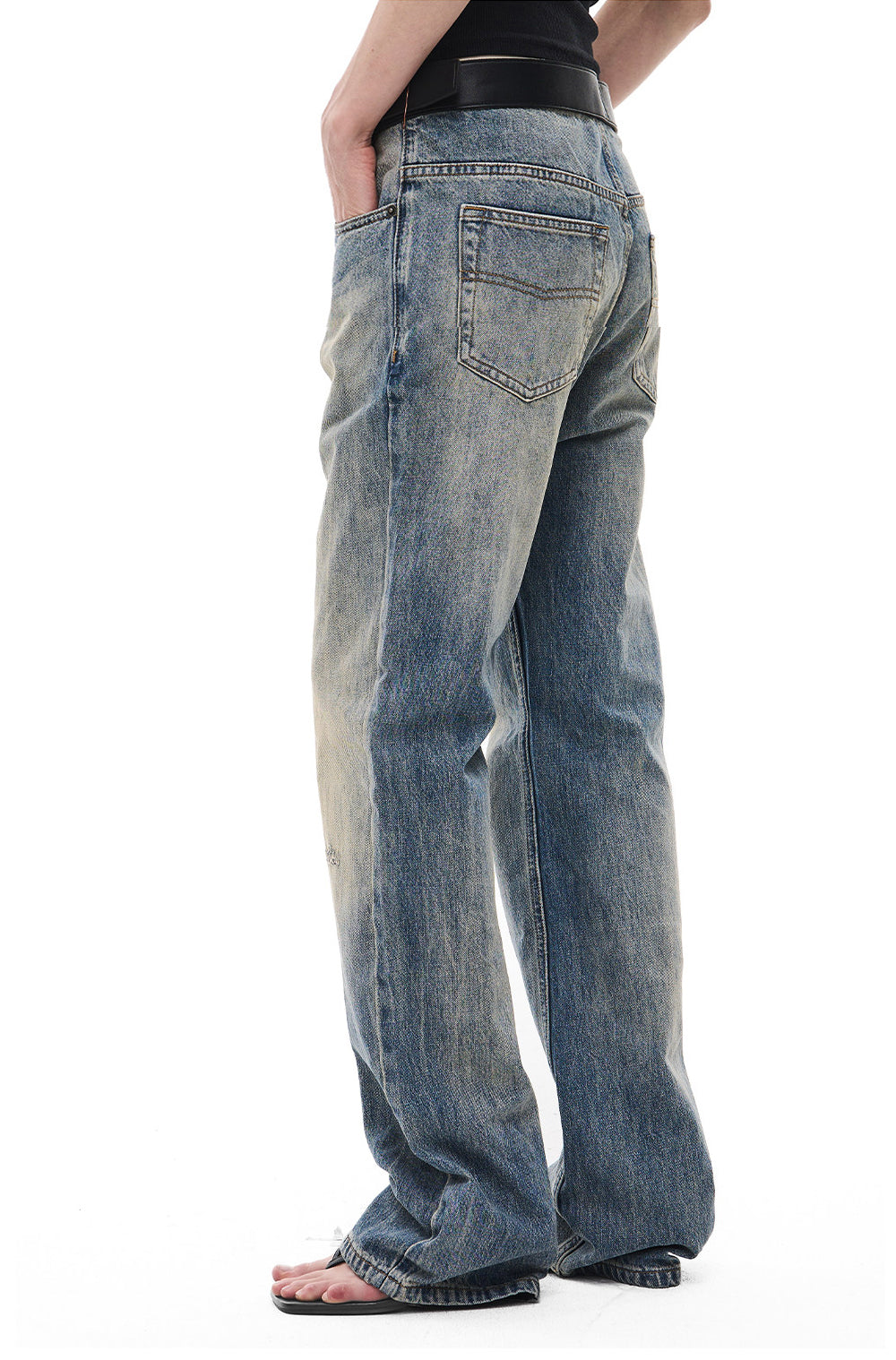 Vintage-Wash Slightly Flared Jeans