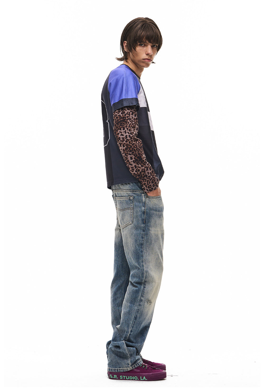 Vintage-Wash Slightly Flared Jeans